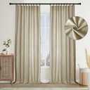 Room Darkening Curtain 88 inches Long Faux Linen Thermal Insulated for Living Room Bedroom Rod Pocket/Back Tab/Hook Belt/Clip Rings 4-in-1 Header Curtain, 52W x 88L, Grey Beige, 1 Panel