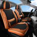 Leather Car Seat Covers,Car Seat Covers Full Set,Automotive Seat Covers 5 Seats,Fit for Most Cars SUVs Sedans Hatchbacks Crossovers,Breathable Waterproof Full Wrapping Edge Seat Covers BrownBlack