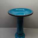 Glitzhome 21.5" H Turquoise Faux Ceramic Tall Pedestal Birdbath for Outdoor Patio Garden Backyard Decking
