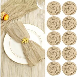 fani 100 Pack Gauze Cheesecloth Napkins Wrinkled Table Napkins Soft Cotton Cloth Napkins Rustic Decorative Napkins for Weddings Party Dinner Table Everyday Use, 20 x 20 Inch (Beige)