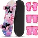 Honoson 7 Pcs Skateboard for Toddlers Beginners Knee Elbow Pads Wrist Guards Gear Set Age 6-10 Kids 24 x 6