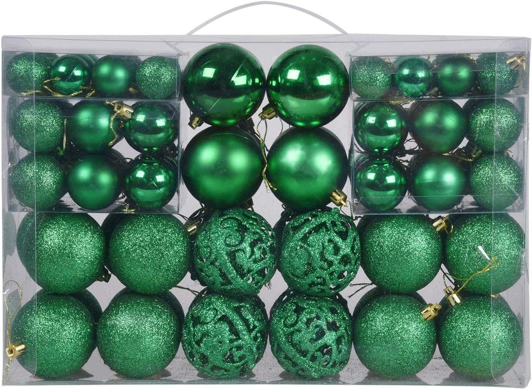 Christmas Balls Tree Ornaments, Shatterproof Christmas Decorations Set with Reusable Hand-held Gift Package for Holiday Xmas Tree Decor (100, Green)
