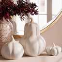 AceOrbit 3 Pcs Fall Decor Outdoor Handmade Terracotta Pumpkins, Beige, 2.6 x 9.1 inch; 6.7 x 6.3 inch; 3.5 x 5.1 inch
