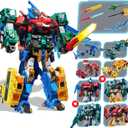 QUANTUM HEROES DINOSTER 4 in 1 Transforming Robot Mega Robot Metatron, 16.14 Inch Chariot Children's Robot Toy, Transforming Toy for Boys and Girls 5 6 7 8 9 10 Years Old, Multicoloured, 8.6 inches
