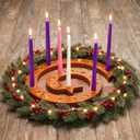 Hushee 1 Set Christmas Advent Wreath Candle Holder up to 25 Candles Wooden Spiral Waldorf Advent Calendar Season Celebration Candlestick for Christmas Holiday Table Centerpiece Decoration