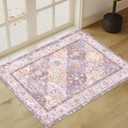 Washable Boho Vintage Area Rugs 23 Non-Slip Traditional Mauve Purple Area Rug Doormat for Bathroom Kitchen Entryway