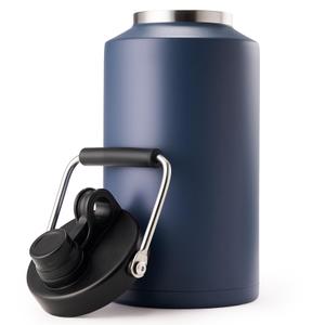 Kerilyn Insulated Gallon Jug with Handle, One Gallon, 128oz Stainless Steel, Large Double Vacuum Water Bottle for Hot & Cold Drinks, Wide Mouth, Sweat Proof, Great for Travel, Camping, Dark Blue