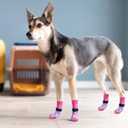 PUPTECK Anti Slip Dog Socks, Shoes with Grippers to Prevent Licking Hardwood Floors Traction, Rubber Boots & Paw Protectors for Small Dogs Cold/Hot Pavement, Senior Dogs Booties Purple, Small