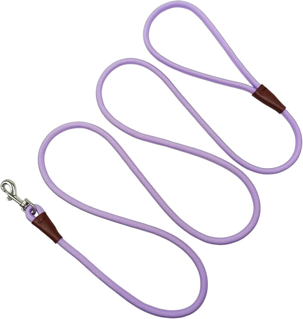 MayPaw Small Rope Dog Leash 6FT, 1/4-in Lightweight Pet Leash for Small Dogs/Puppy/Cats, Classic Colors Round Dog Lead(6ft*1/4",Purple)