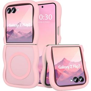 for Samsung Flip 7 Case [with Curly Wave FramePink