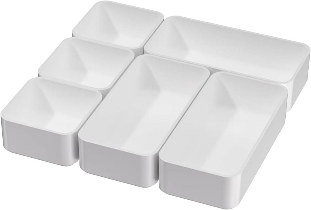 CHANCETSUI White Makeup Drawer Organizer for Vanity: Bathroom Cosmetic Organizers Trays and Storage, Stackable Plastic Drawers Organization.