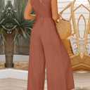 ANRABESS Jumpsuits for Women Summer Dressy Casual Linen Romper Sleeveless V Neck High Waist Wide Leg Beach Vacation Outfits (Orange, S)