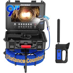 Sewer Camera with Locator, 9" Meter Counter DVR Drain Sewer Inspection Video Endoscope Camera 512Hz Self-Leveling Transmitter with Distance Counter,for Home, Duct Drain Pipe Plumbin (100FT/30M)