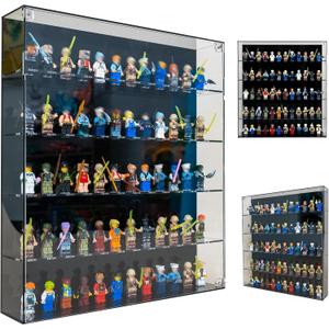Acrylic Display Case for Minifigure - 360° View Wall Mount Cabinet
for 60 Building Block Figures, Minifigure Showcase Cabinet Compatible with Lego Miniatures & Collectibles, Dust-Proof