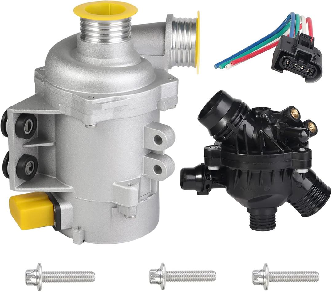 Electric Engine Water Pump 11517586925 & Thermostat Fit for BMW 325i 325xi 328i 328xi 330i 330xi 525i 525xi 528i 528xi 530i 530xi x3 x5 z4 Replaces OE# 11517521584 11517546994 11517563183 11517586924