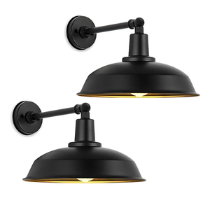 15" Large Black Outdoor Gooseneck Barn Lights - Classic Farmhouse Wall-Mounted Gooseneck Lights, Waterproof and Rust-Resistant, for Garage or Porch Outdoor Lighting, 2-Pack