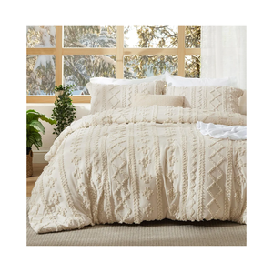 Bedsure Tufted Boho Comforter Set California King Size - Beige Boho Bed Set, GentleSoft™ 3 Pieces Farmhouse Shabby Chic Embroidery Bedding, Gifts for Woman, Soft Jacquard Comforter for All Seasons