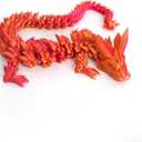 3D Printed Dragon - 24 inch Dragon Fidget Toy, Pearly Sheen Articulated Dragon, 3D Printed Gift for Birthday, Figurine Decor(Red Mix Gold