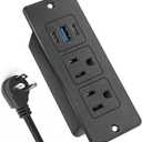Recessed Power Strip USB, 20W Fast Charging Furniture Outlet - 2 AC & 3 USB (2 USB-C + 1 USB-A) for Desk, Bedside, Drawer, Conference Table - Space-Saving, Easy Install, 6FT Cord, Black.