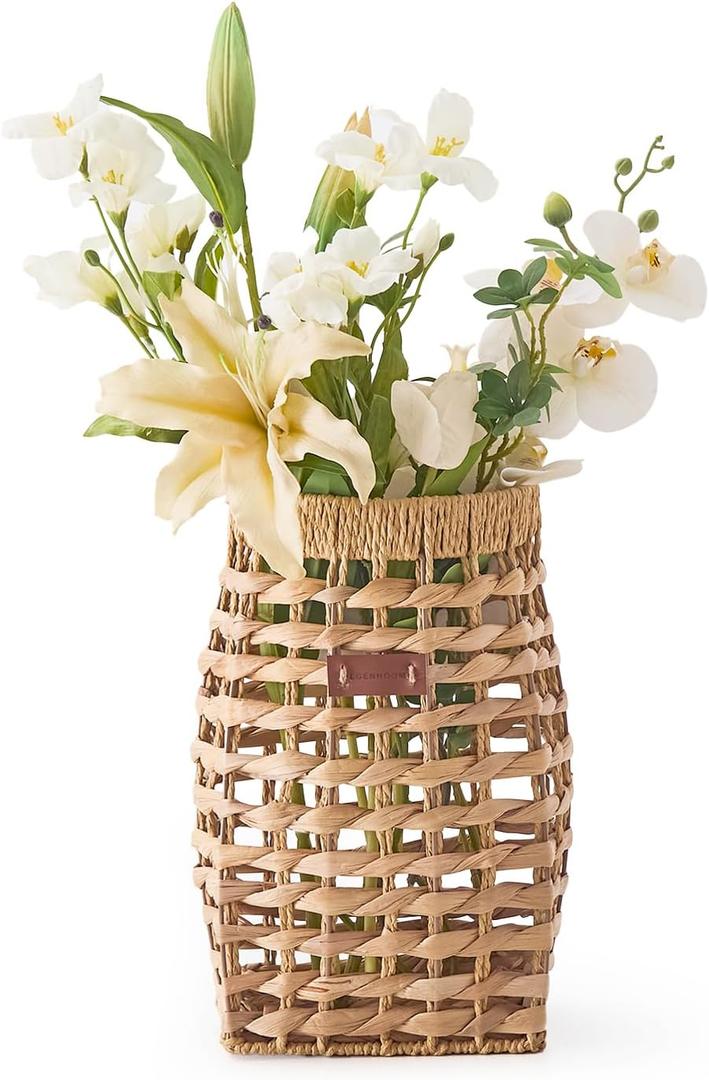 Woven Front Door Basket Water Hyacinth Wall Hanging Basket Decorative Boho Mounted Organizer for Dried Flower Plants Storage Basket for Garden, Home, and Farmhouse Dcor (C_Hyacinth)