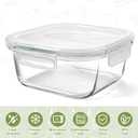 Square Glass Containers with Lids 24oz - Borosilicate Glass Food Storage Set 3 Cup, Freezer Safe Meal Prep Containers, Sandwich Lunch Box, Yogurt Cereal Bowls with Vented Lids BPA Free 4 Pack