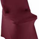 WELMATCH Burgundy Spandex Folding Chair Covers - 50 PCS Weddding Events Party Decoration Stretch Elastic Chair Covers Good (Burgundy, 50)