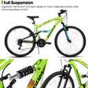 Hiland Full Suspension Mens Mountain Bike, 18 Speed, 26 Inch Wheel, Dual V Brake Bike for Men Womens Adult Bicycle, Medium