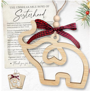 Thyle 24 Sets Friendship Elephant Ornaments Wooden Christmas Friendship Ornament with Story Cards Sisterhood Elephant Gifts for Women Tribe with Gift Bags for Xmas Friends Birthday Gifts(Vintage)