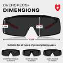 NoCry Tinted Safety Glasses Over Eyeglasses for Men and Women with Anti Scratch Wraparound Lenses UV400 and ANSI Z87 Certified Adjustable Temples with Anti-Slip Tips Great for Shooting