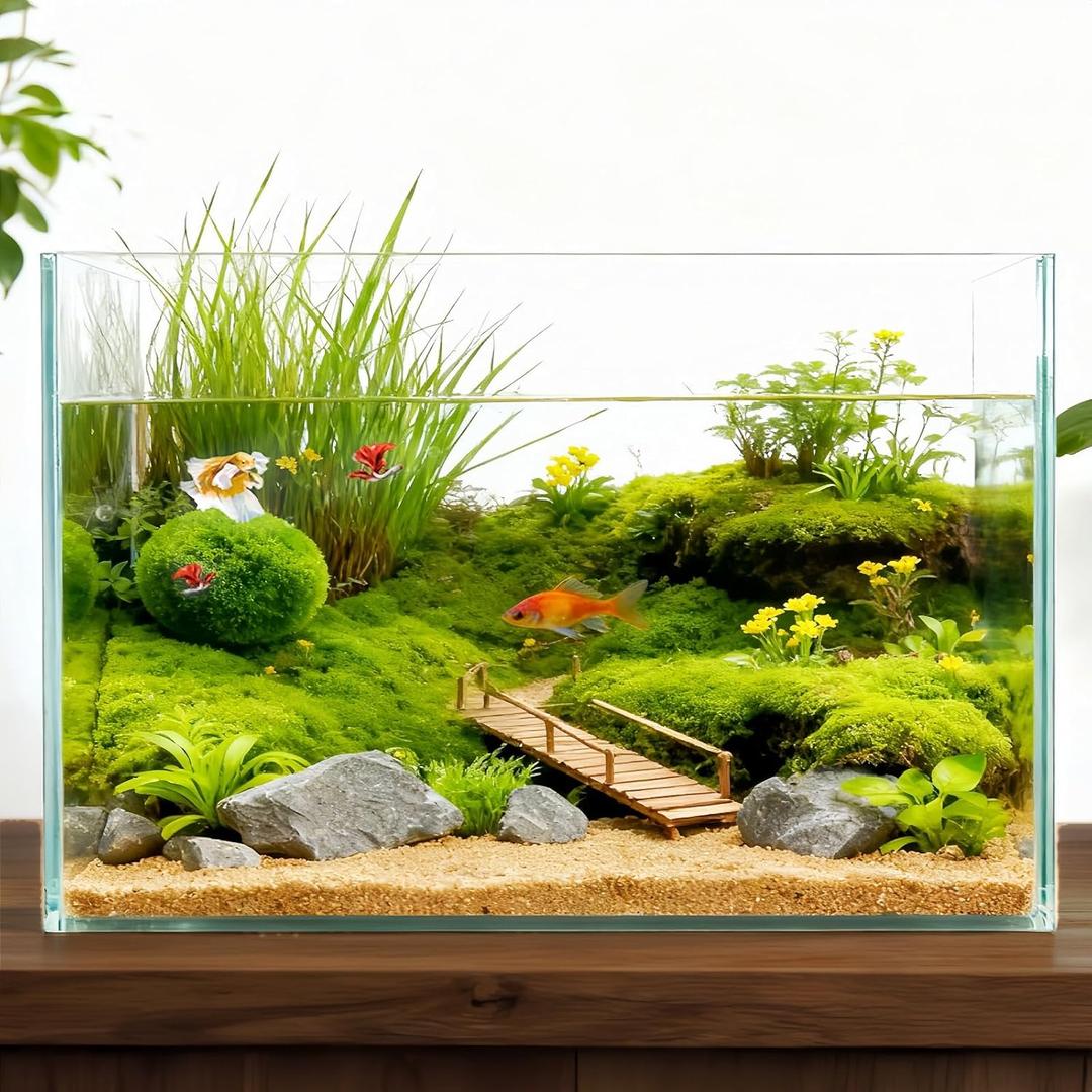 Tlence 2.7 Gallon Glass Fish Tank, Small Betta Fish Aquarium, Ultra Clear Rectangular Glass Bowl for Shrimp, Mini Desktop Aquatic Planting Cube for Goldfish Snails, Easy to Clean
