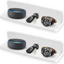 Wall Mounted Small Floating Shelf Stick On Wall Shelves for Bedroom,Kitchen,Bathroom Bedside Shelves to Display Speakers,Photo Frame,Watch,Keys,Cosmetics-Damage Free-Plastic-White(2Pcs/Set)