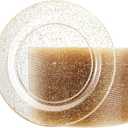 Liacere 100Pieces Gold Plastic Plates-Disposable Gold Glitter Appetizer Plates-7.5inch Premium Plastic Salad/Dessert Plates for Wedding & Parties & Thanksgiving