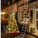 Christmas Decorations LED Ladder Lights with Climbing Santa Claus, 10ft Outdoor Christmas Decorative Lights  8 Modes Xmas Lights Tree for Home Holiday Wall Window Xmas Decor (Warm White)
