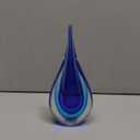 DOVDOV Blown Glass Sculpture, Blue Glass Art Collectible Statue, Unique Teardrop Ornament, Suitable for Office, Bookshelf, Dressing Table, Living Room Coffee Table, or Mantelpiece Display