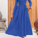BTFBM Casual Long Sleeve Dresses Spring Dresses 2025 Wedding Guest Dress Midi Dress Flowy Bohemian Long Dress (Blue, S)