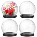 Tuanse 4 Pieces Glass Dome Display Showcase Glass Globe and Display Dome with Wood Base DIY Craft Keepsake Globe Case Gifts for Women Wedding Tabletop Centerpiece Decoration(Black)