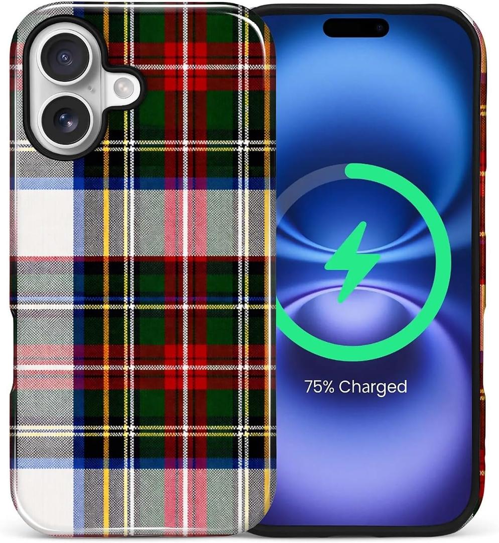 Case Compatible with iPhone 17 [Compatible with MagSafe] Hybrid 2-Layer Hard Shell Protection Case, Shockproof Protective Magnetic Cover for iPhone 17, Plaid Gingham Retro Checkered