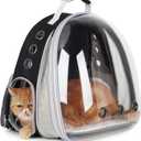 Lollimeow Cat Carrier Backpack, Expandable Bubble Pet Carrier for Cats and Small Dogs, Airline Approved Travel Backpack for Hiking, Walking & Outdoor Adventures - Supports up to 16 lbs (Front Expandable-Black)