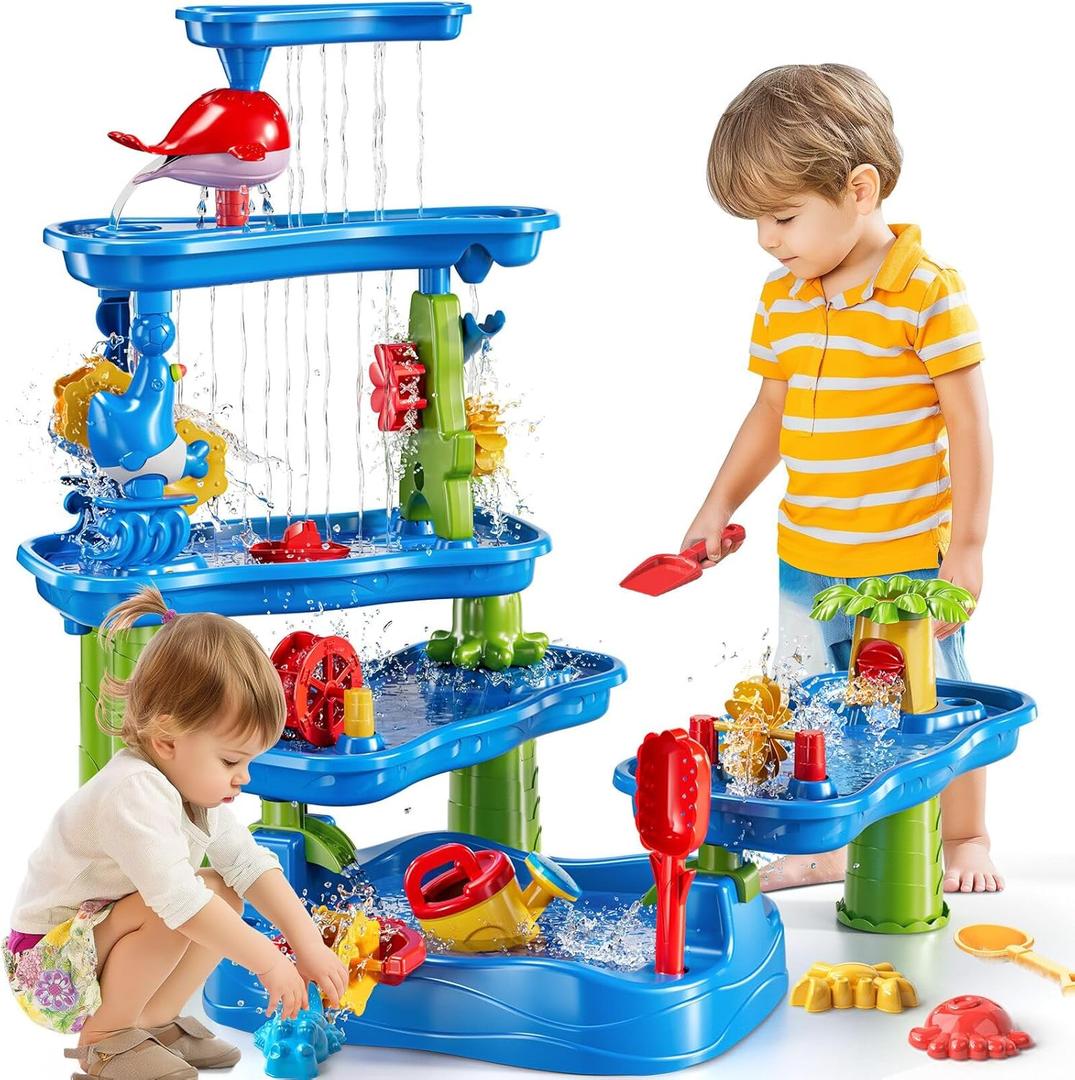 Water Table for Kids 3 4 5 6 7 8 Years Old - Water and Sand Activity Sensory Table Toy for Toddlers 3-5, Summer Outdoor Beach Toys, Birthday Gifts for Boys Girls Ages 1-3 3-8