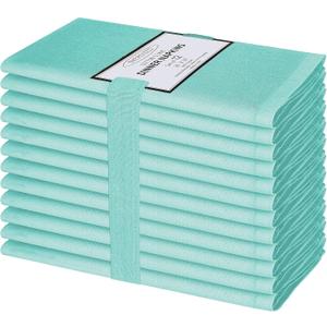 Cotton Clinic Cloth Dinner Napkins - Perfect Everyday Use Table Napkins - Soft Durable Washable - Ideal for Party Wedding Christmas Easter - Set of 12-20x20 inches Aqua Blue Napkins