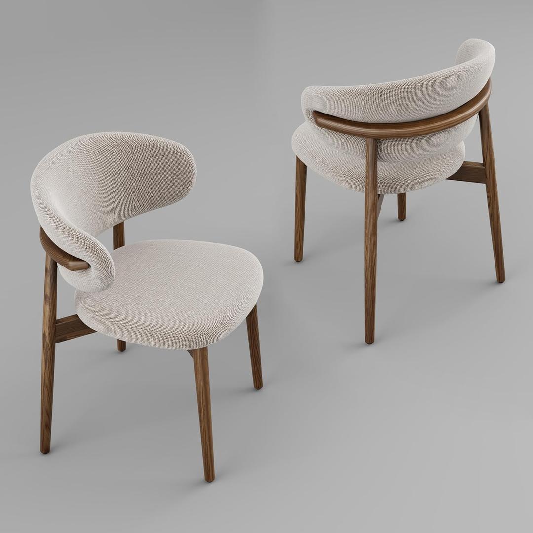 Modern Solid Wood Dining Chairs Set of 2 with Curved Back, Ergonomic Upholstered Seat, Natural Wood Legs with Adjustable Anti-Slip Foot Pad (A-Walnut, Set of 2) Modern Solid Wood Dining Chairs Set of 2 with Curved Back, Ergonomic Upholstered Seat, Natural Wood Legs with Adjustable Anti-Slip Foot Pad (A-Walnut, Set of 2)