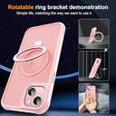 Compatible with iPhone 13 Case & iPhone 14 Case with Invisible Magnetic O-Ring Stand Translucent Phone Cases for 13 & 14 6.1" [Compatible with Mag-Safe][Great Grip Feeling], Pink