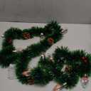 Christmas Garland with Lights, 8.2 FT Battery Operated Powerd 12 LED Bulb Lights Pine Cones Red Berry Decorations Lighted Xmas Lit Prelit Indoor Outdoor Window Home Mantle Fireplace Office Table Decor