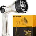 FANHAO Professional Garden Hose Nozzle Heavy Duty, 100% Metal Thumb Control Water Hose Sprayer with 8 Spray Patterns, High Pressure Water Nozzle for Watering Plant & Lawn, Washing Car & Pet