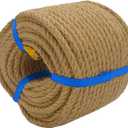 Natural Jute Rope Hemp Rope (8 mm x 165 ft) Strong Jute Twine for DIY Crafts, Cat Scratch Post, Gardening, Decorating