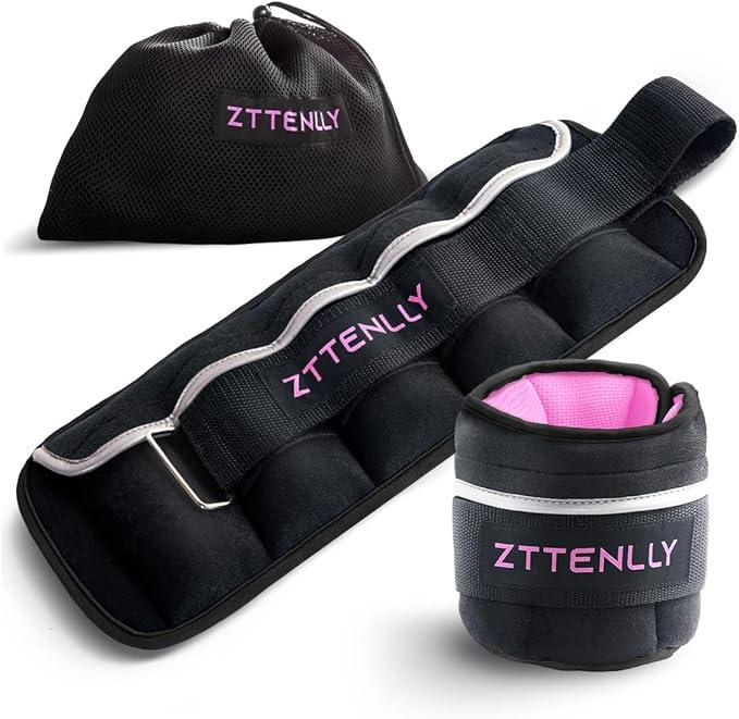 ZTTENLLY Adjustable Ankle Weights 1 To 5 LBS Pair with Carry Bag - Breathable Fabrics, Reflective Trim - Strength Training Leg Wrist Arm Ankle Walking