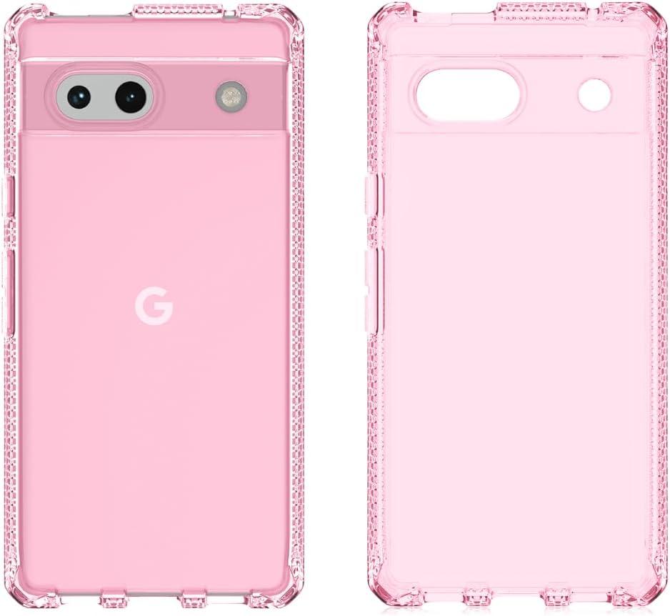 ITSKINS Spectrum R // Clear Compatible with Google Pixel 7a, Protective Phone Case, Anti-Yellowing, Shockproof Cover, and Military Grade Phone Case - Light Pink