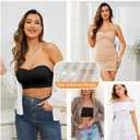 SIMIYA Wireless Strapless Bras for Women Push Up Bandeau Bra Non Slip Seamless Padded Bralette Clear Straps Tube Top Bra, L