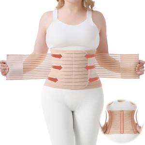 Trendyline Postpartum Belly Band for Women: Abdominal Binder for C Section Recovery Post Surgery Compression Reduce Swelling Diastasis Recti Repair - Lightweight Adjustable After Birth Belly Wrap, Beige Large