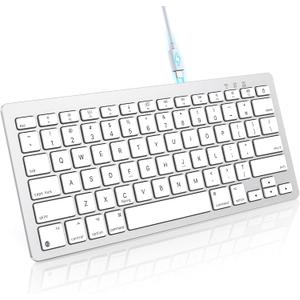 OMOTON Rechargeable Keyboard for Mac, mini Compact Wireless (No Numeric Pad), Stable Bluetooth Connection, Ergonomic Design, Keyboard Compatible with MacBook/iMac/Mac mini - Silverwhite